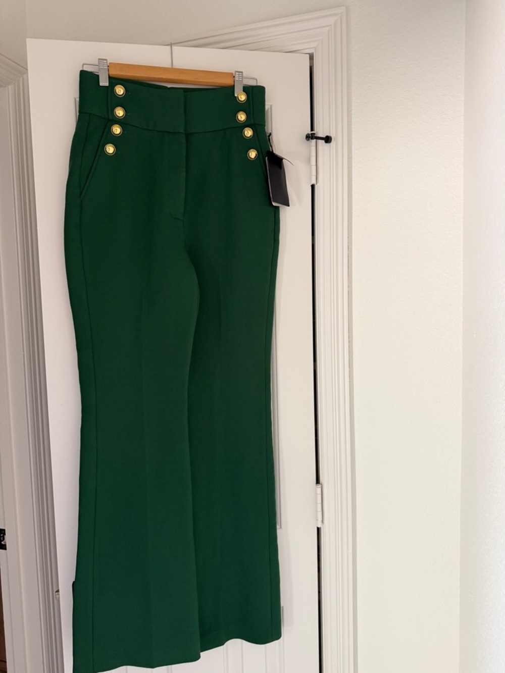 Brand new Halogen x Atlantic pacific Green Wide-Leg Pants with Gold Button Trim